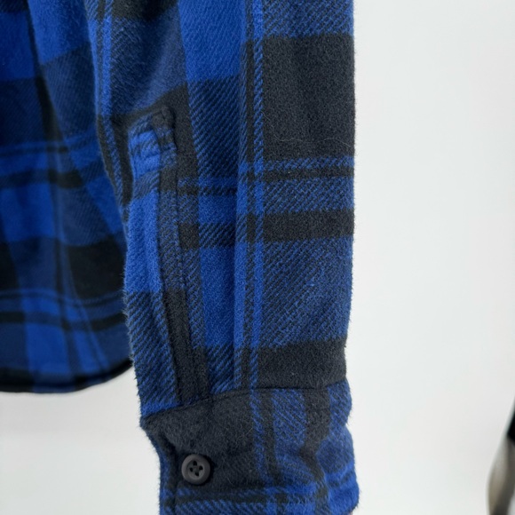 American Eagle Mens Flannel Shirt Hoodie Large Tall Plaid Shacket Removable Hood - Picture 5 of 11